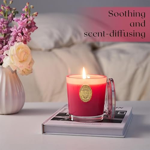 Miniatura 5 de M&SENSE Vela de soja natural Rosa lichí y rosa 10.2 onzas, 55H de combustión Vela perfumada de lujo para relajación, regalos, decoración del
