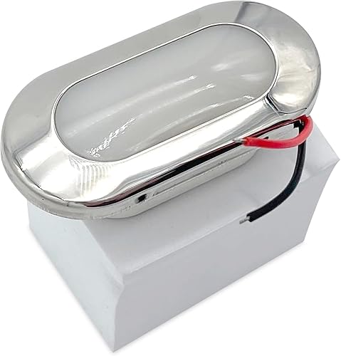Miniatura 1 de MARINE CITY 24V 1.5W 304 grado de acero inoxidable impermeable IP66 LED oval luz de cortesía en blanco suave