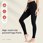 Pantalon de yoga haute taille avec 2 Poches latérales pour les femmes Non voir par entraînement Leggings Tummy Control Workout Collants