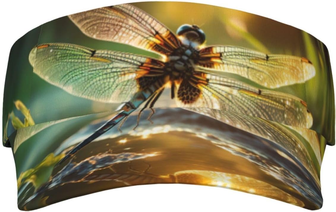 Dragonfly Print Sports Sun Visor Hats Adjustable Running Golf Tennis Sun Cap for Women Men Black