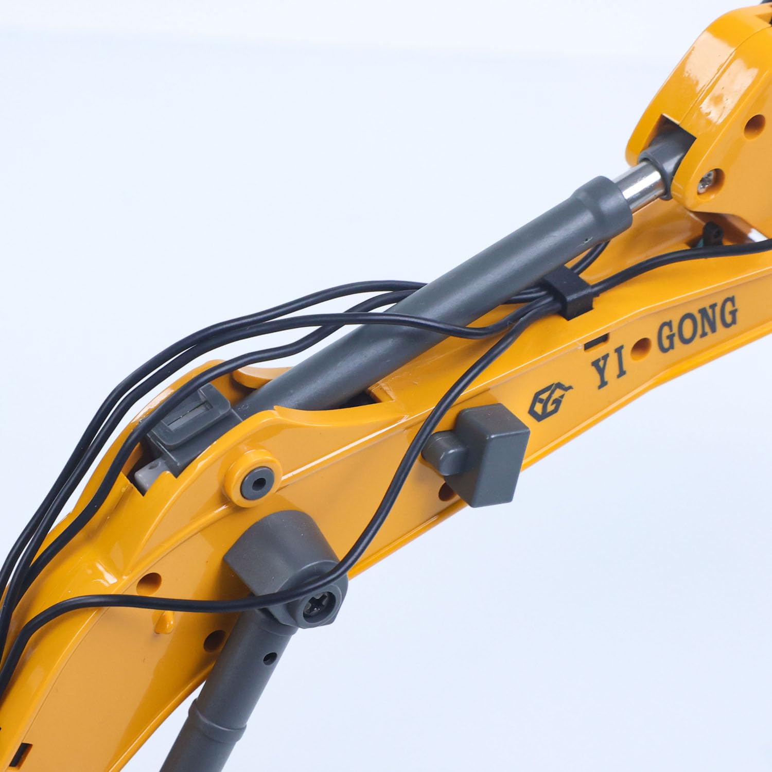Excavadora RC 1/50 K970 - Vehículo de Ingeniería con Control Remoto, Elevación Eléctrica, Cubo de Metal, Cadenas, Luces y Sonidos, Listo para Usar (RTR) con Batería