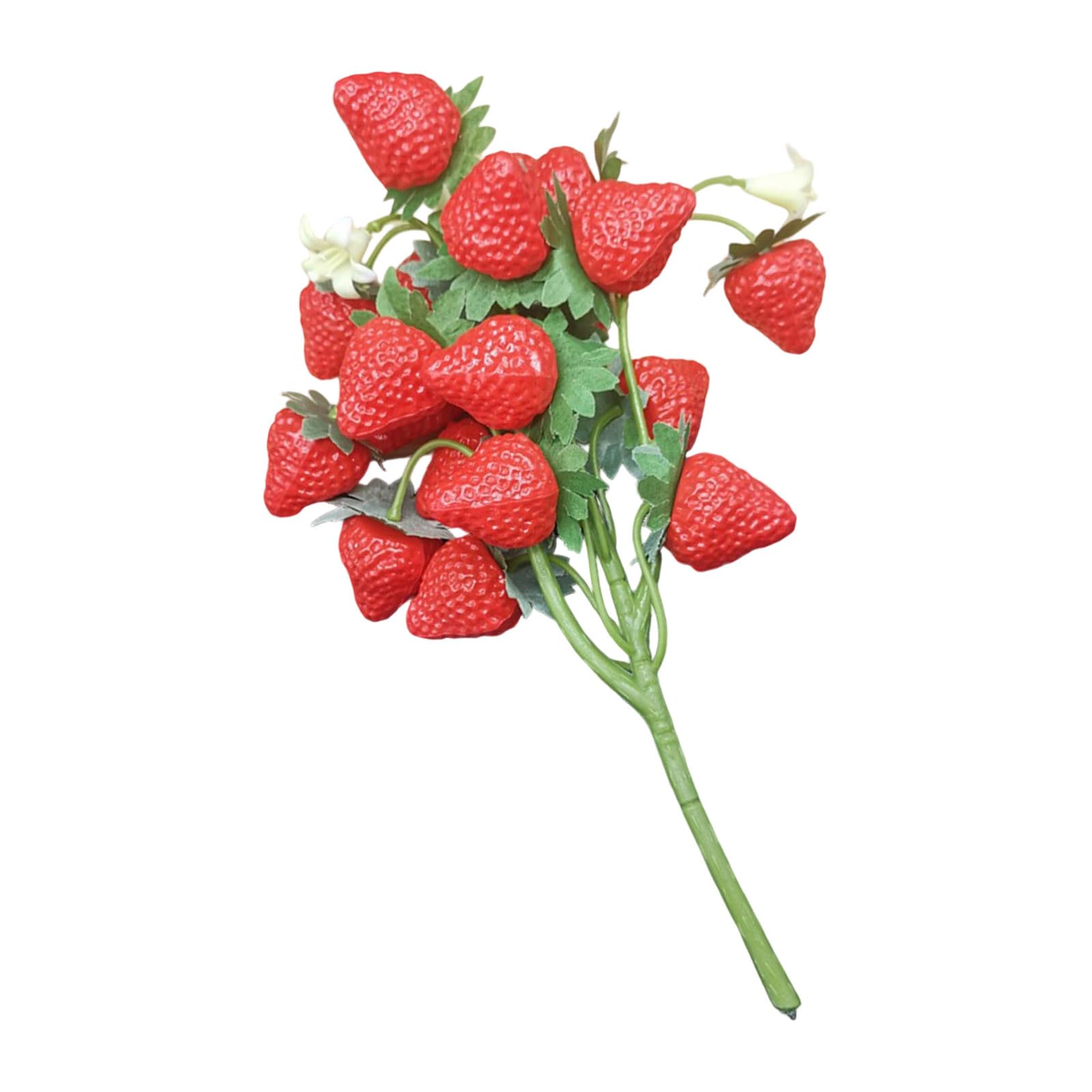 Buxuaaaa Realistic Fake Strawberry Model Branch Not Need Maintenance Decorative Accent for Store Displays Centerpieces Occasion Fake Strawberry Cluster Branch
