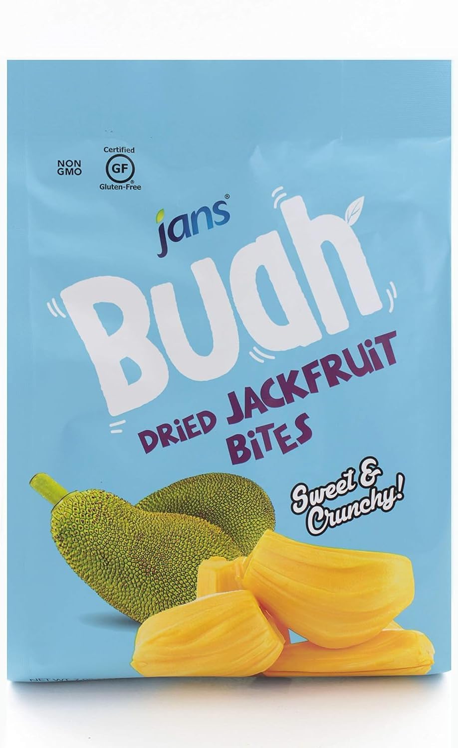 Jans Jan's Buah Dried Fruit Chips - Experience Real Fruit, Gluten-Free, Sweet & Crunchy, Ready-to-Eat, Perfect for Anytime Snacking (Pack of 4, Jackfruit)