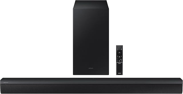 SAMSUNG HW-B450 2.1ch Soundbar w/Dolby Audio, Subwoofer Included, Bass Boosted, Wireless Bluetooth TV Connection, Adaptive Sound Lite, Game Mode, 2022