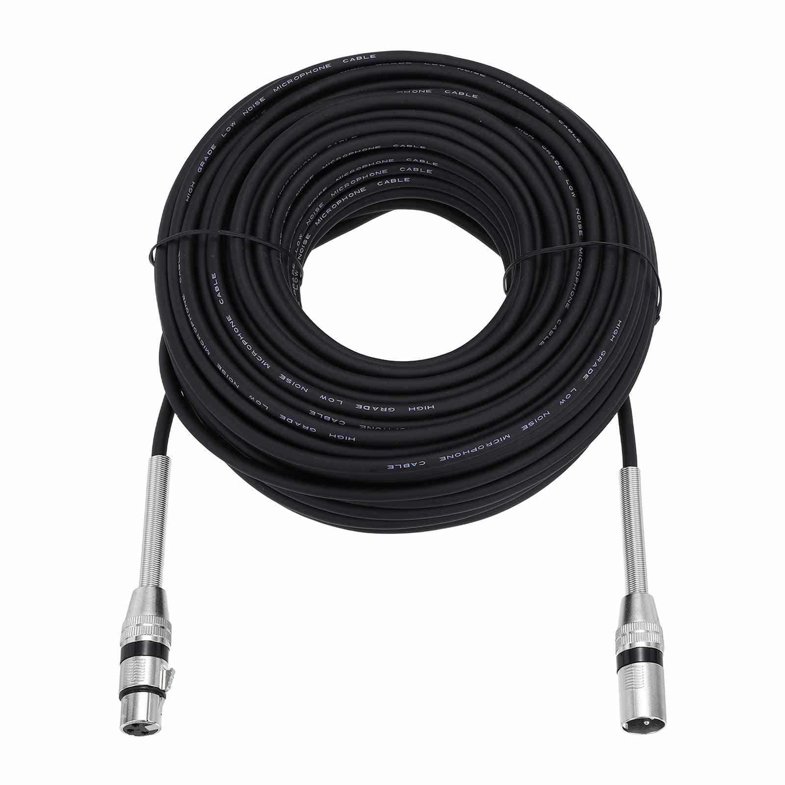 DMiotech Cable XLR a XLR, 3 pines 22AWG OFC macho a hembra, cable de micrófono conector de cable para mezclador de altavoz, estudio, sistema PA, 100 pies (negro)