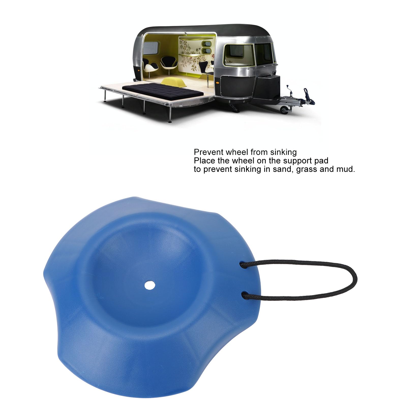 Rv Leveling Blocks PLUSUTV Visible Blue Trailer Stopper Tongue Jack Wheel Dock Chock Stabilizer Prevents Trailer Jack Wheels From Sinking Into Sand Grass Mud Supports 4400lbs - Easy To Position W Rope