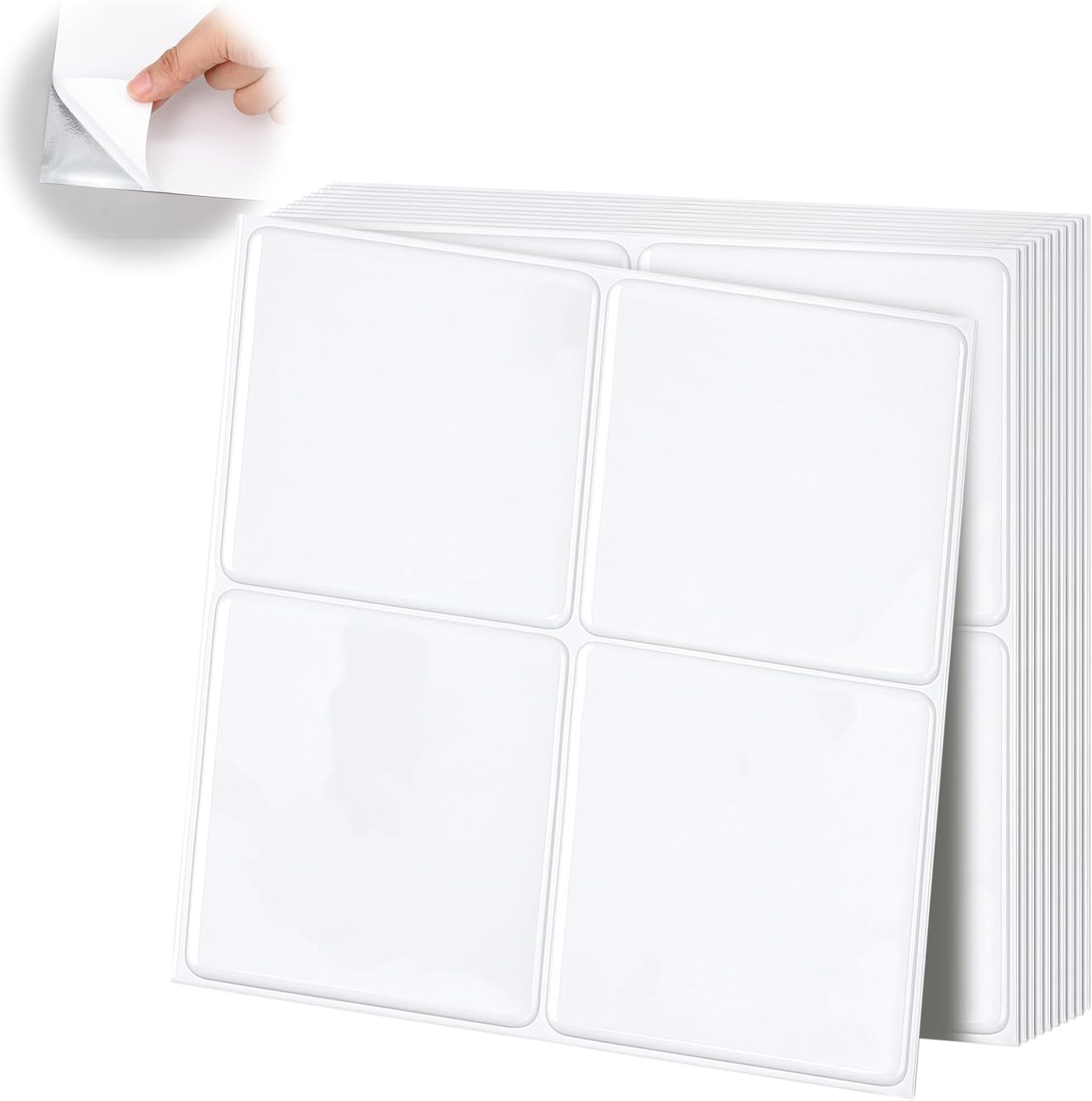 20-Sheet 9.06 x 9.06 Inches Peel and Stick Marble Backsplash Tile, White Self-Adhesive 3D Waterproof Wall Tile for Kitchen Bathroom Home Decoration