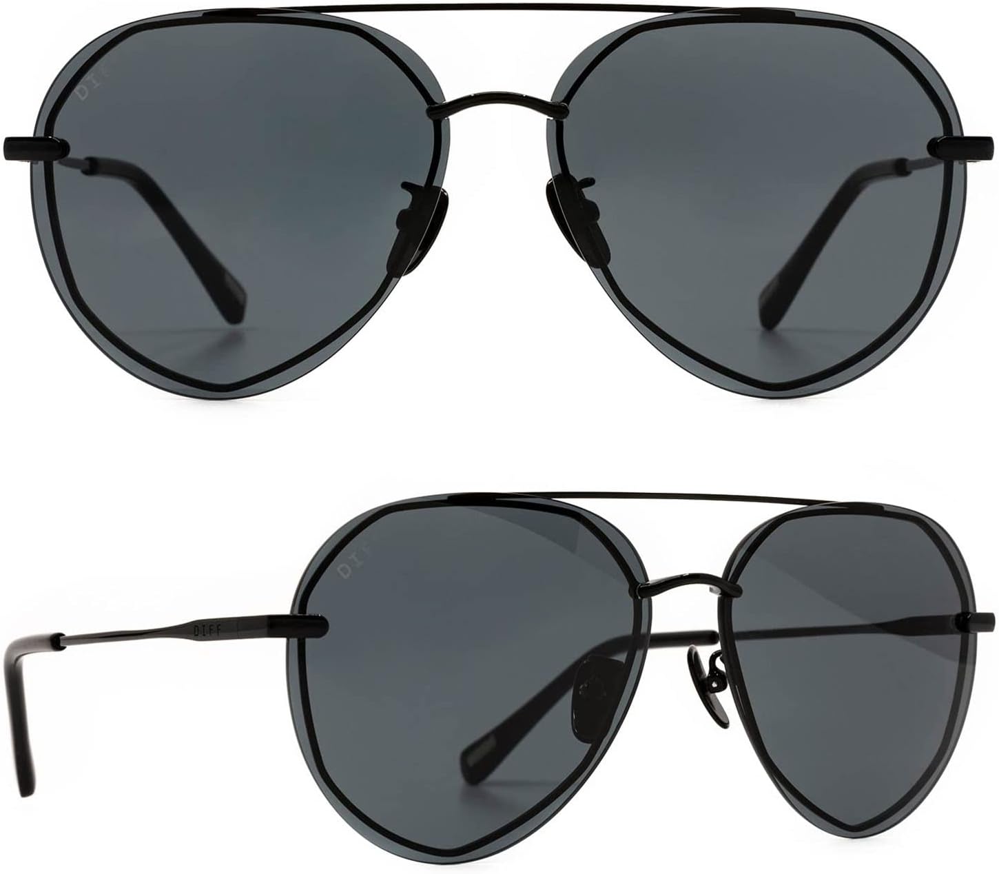 DIFF Lenox Designer Oversized Aviator Sunglasses for Women UV400 Protection Protection, Stainless Steel Frames