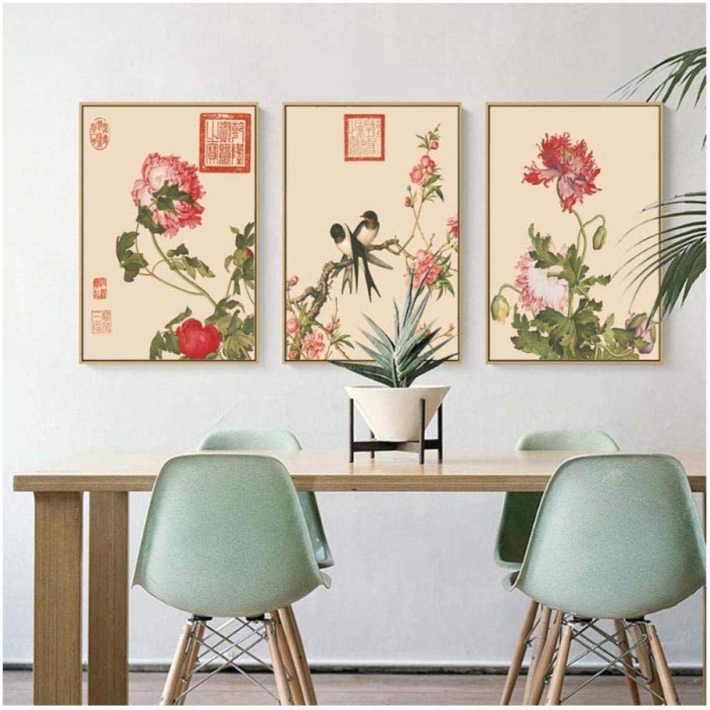 RomantiassLu Home Decor Personality Sofa Background Wall Painting Simple Canvas Bedroom Painters Chinese Langshine Flower