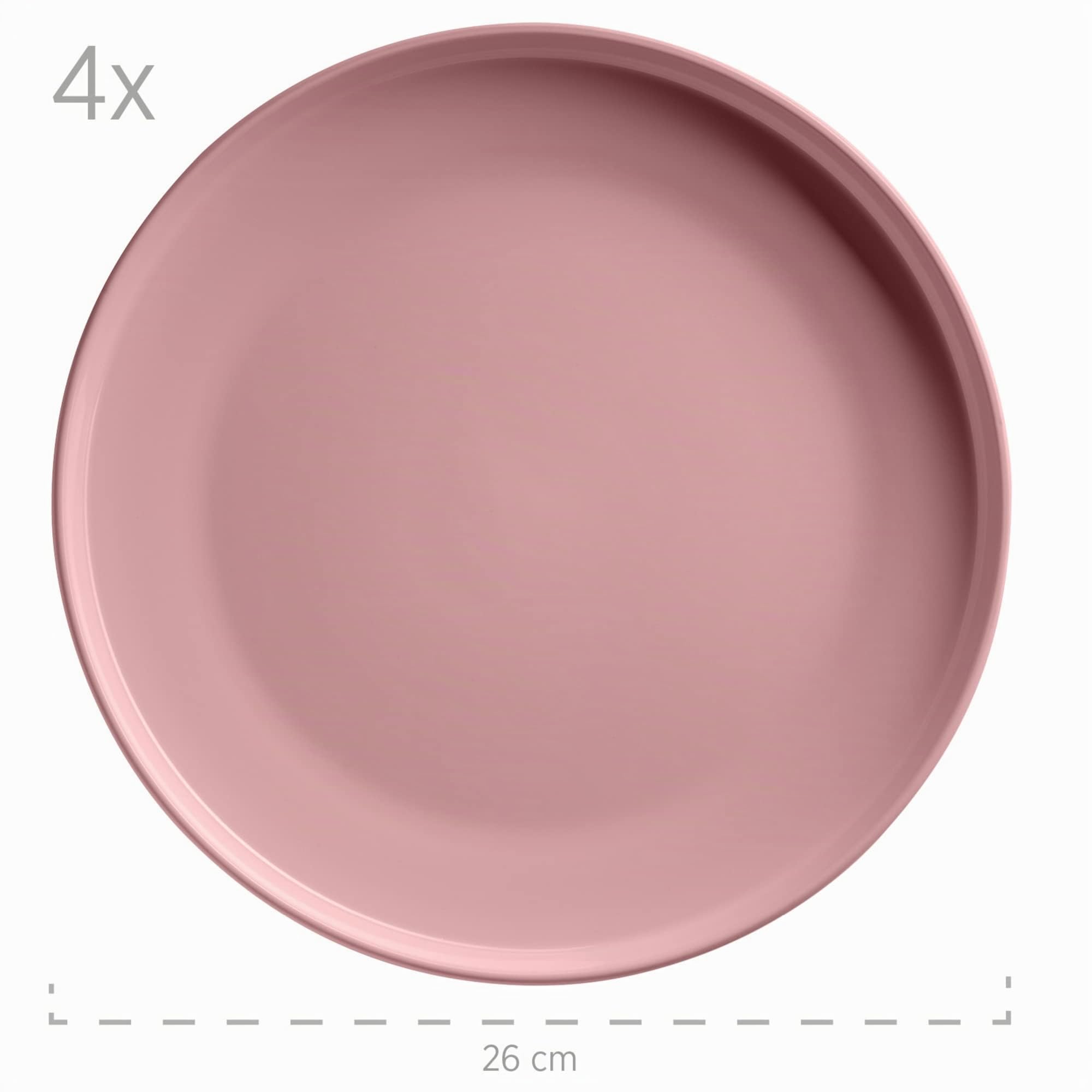 MÄSER 934005 Serie Alenia - Vajilla para 4 personas con diseño moderno escandinavo, 16 piezas de cerámica en color rosa, gres