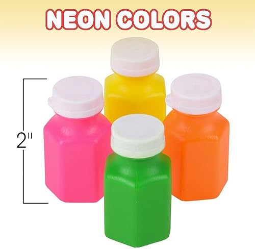 Miniatura 3 de ArtCreativity Mini botellas de burbujas de neón  Paquete de 24  0.6 onzas  Varios recuerdos de fiesta de verano de colores neón  Premios perfectos