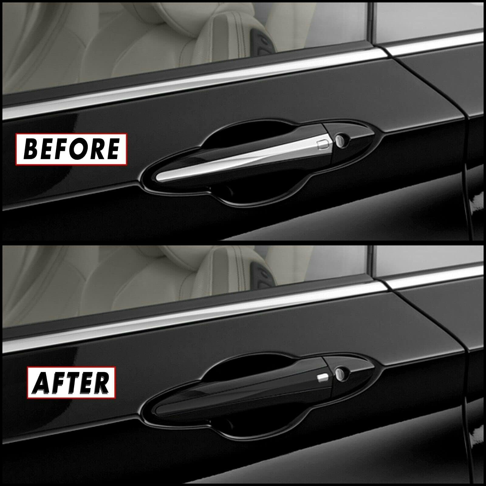 Chrome Delete Blackout Vinyl Overlay for 2017-2021 Infiniti Q60 Coupe Door Handle Trim (Gloss Black)