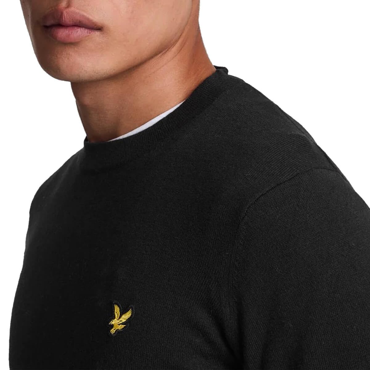 Lyle & Scott Herren-Golfpullover aus Baumwoll-Merinowolle- Tiefschwarz - M