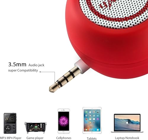 Miniatura 8 de KTech Mini altavoz portátil para iPhone/iPad/iPod/Tablet, altavoz de teléfono celular de 3 W con entrada auxiliar de 0.138 in, sonido fuerte claro
