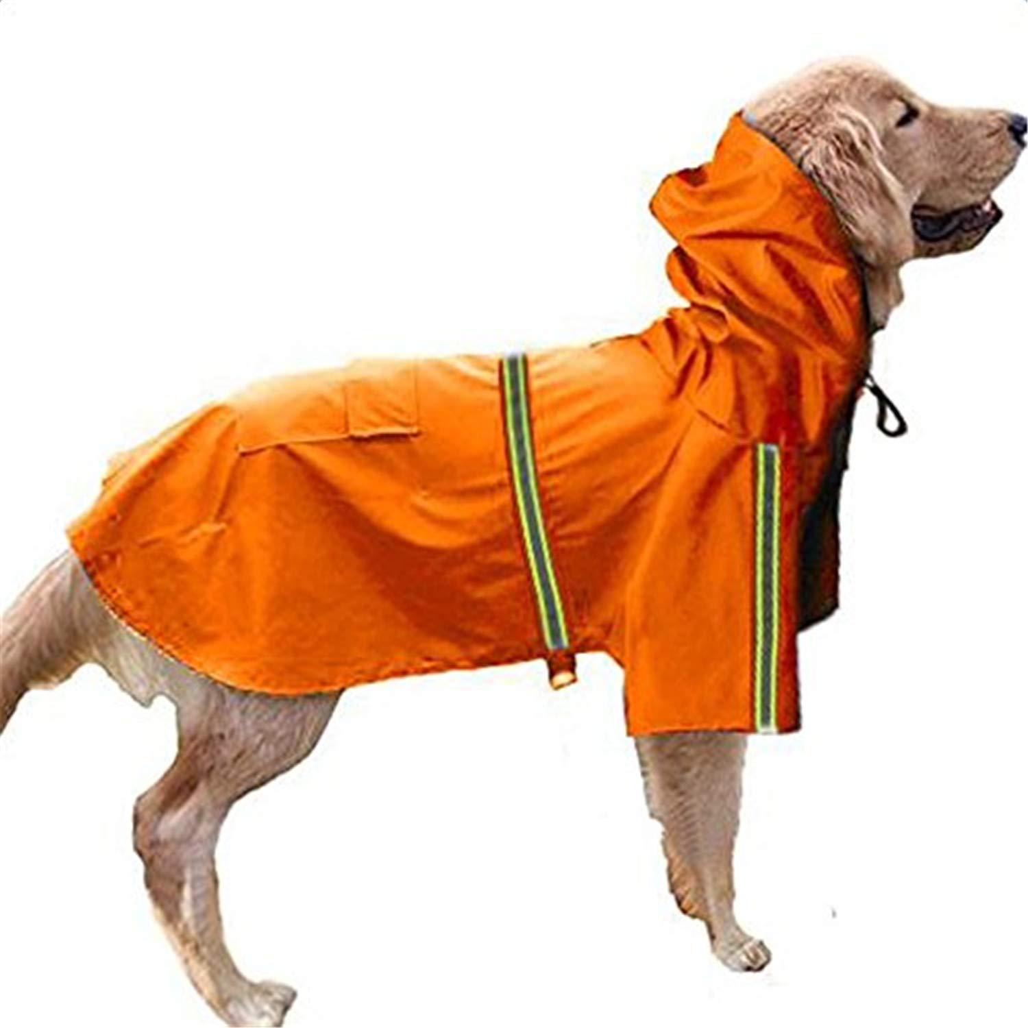 Ulalaza Large Dog Poncho with Hood Reflective Rain Jacket Leisure Waterproof Lightweight Dog Coat Pet Supplies