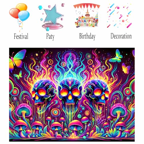 Image of Nuxovilar Skull Mushroom Wall Tapestry Polyester 78.74x59.05 In