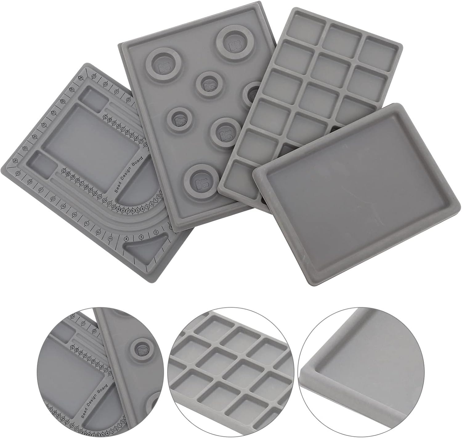 Angoily 4pcs Jewelry Beading Design Tray Organizer for Necklace and Bracelet Crafting Prevents Bead Rolling for Jewelry Making