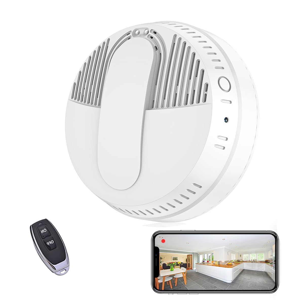 LIZVIE 10000mA Smoke Detector Security Cameras Wireless Live View 1080P HD with APP Control Night Vision Motion Detection