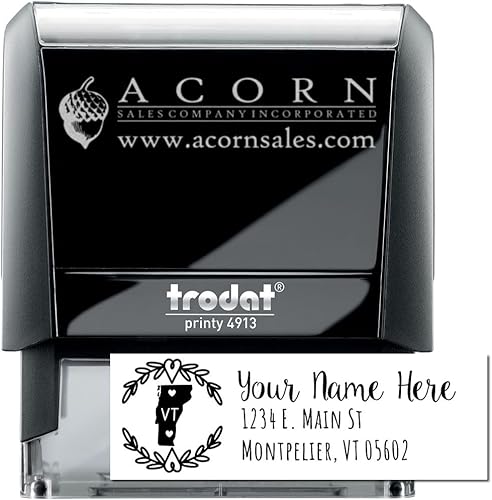 Miniatura 359 de State Love - Sello de dirección autoentintado para Texas, caja rosa, púrpura o negra, impresiones limpias y nítidas, diseño rectangular, tamaño 7/8