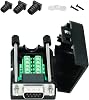 DTECH DB9 Breakout Connector DB-9 Female RS232 Serial Adapter Solderless Module Board with Screw Terminals Block, Case, Long Bolts and Tail Pipes