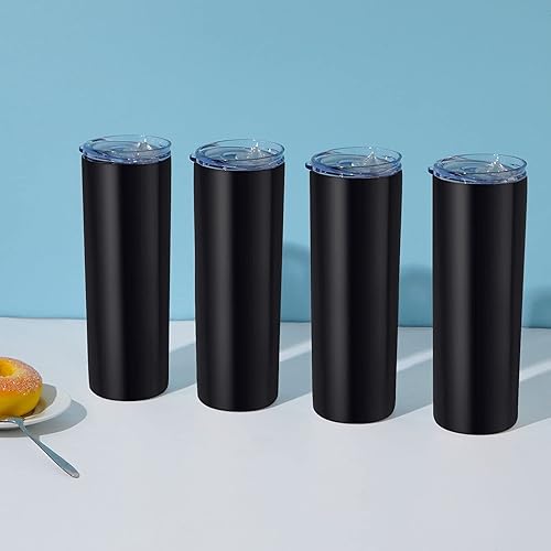Miniatura 9 de Paquete de 4 vasos delgados de acero inoxidable, vasos de viaje con aislamiento, vaso delgado de 20 onzas para agua, vaso con aislamiento de doble