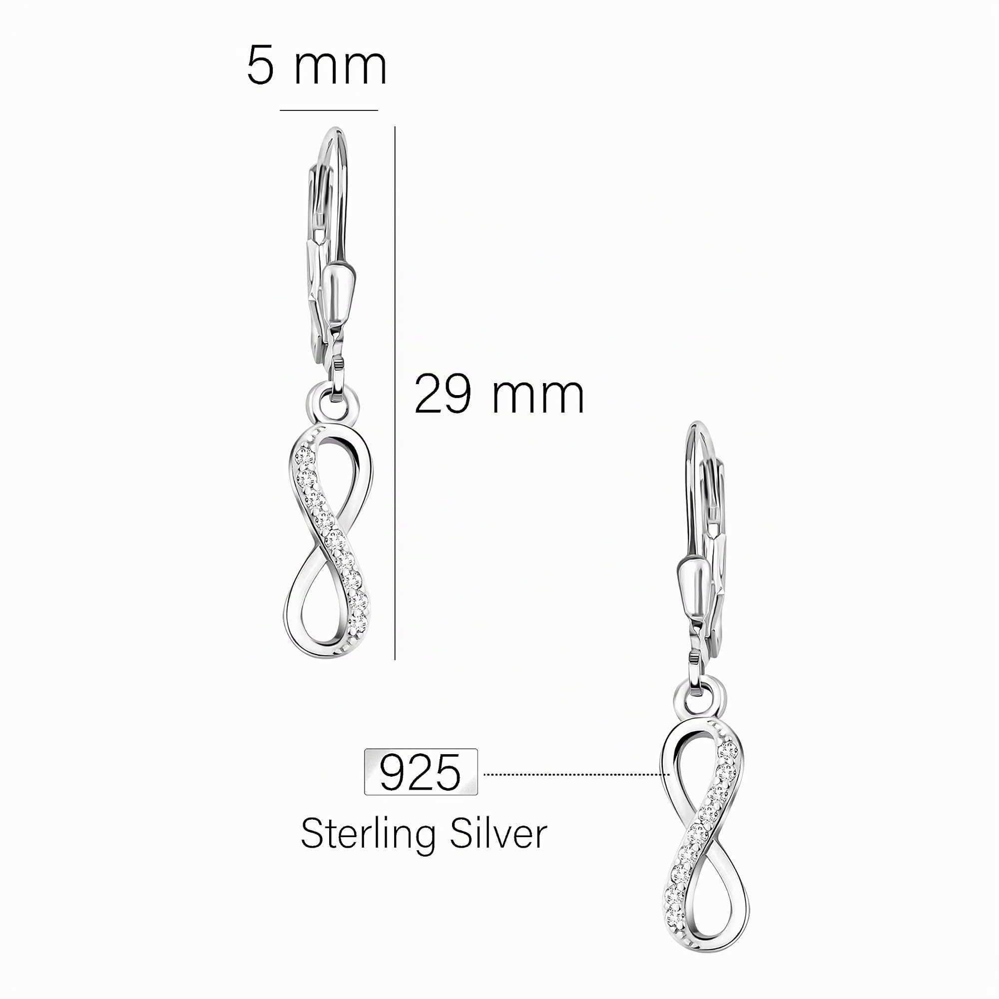 SOFIA MILANI - Damen Ohrringe 925 Silber - mit Zirkonia Steinen - Unendlichkeit Ohrhänger - 20472