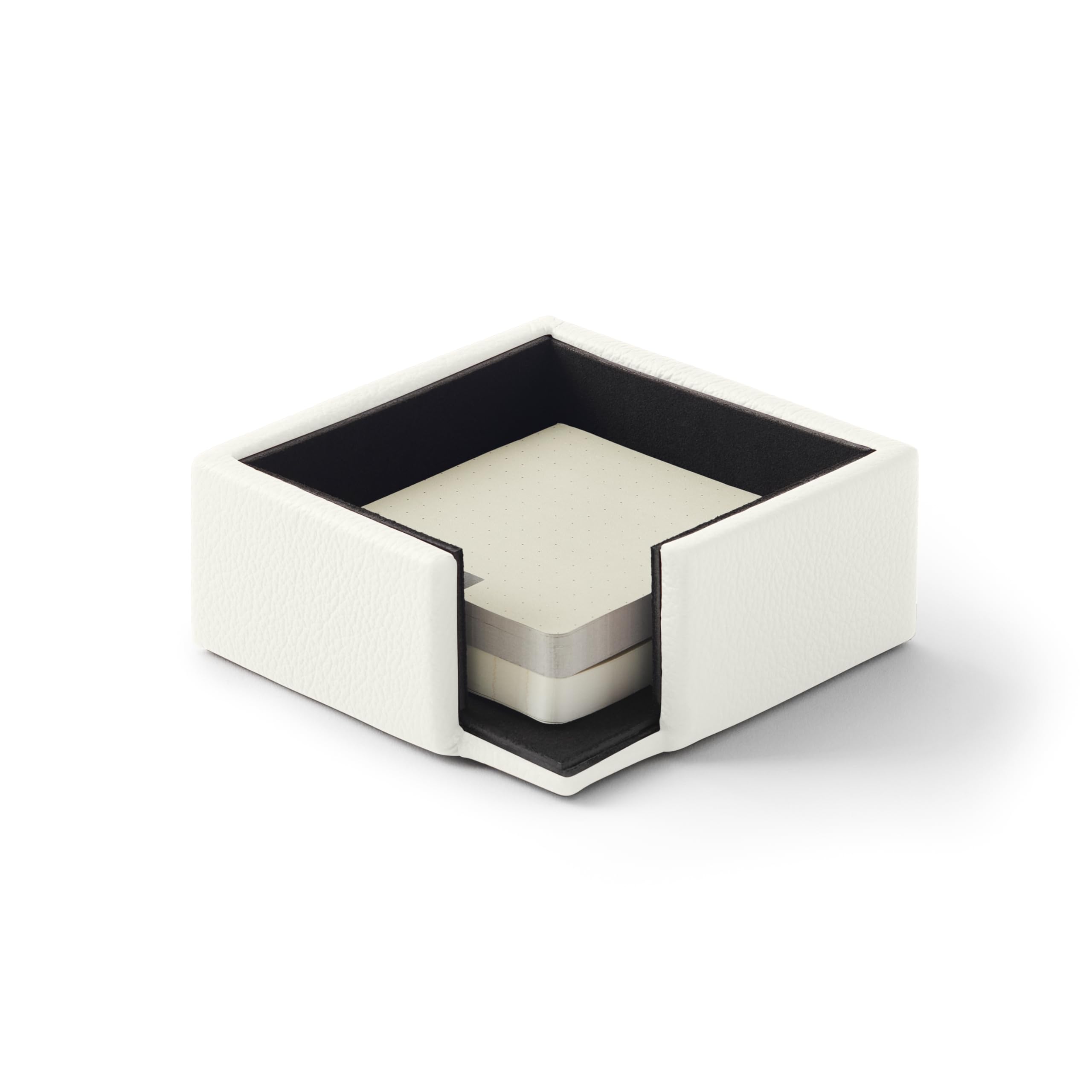 Eglooh - Atena - Notizzettel Box Echtes Leder Weiß - Zettelbox, Notizklotz, Zettelkasten für Schreibtisch und Büro - cm 11,2 x 11,2 x H.4,5 - Made in Italy