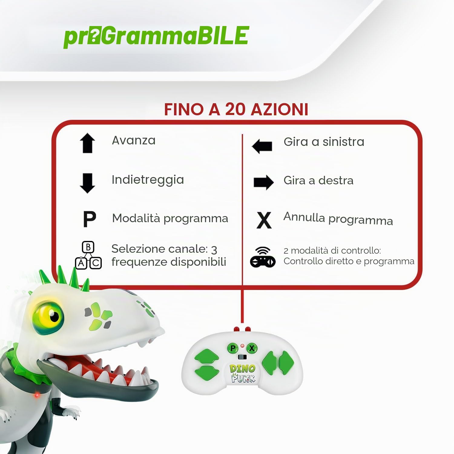 Xtrem Bots - Dinopunk | Robot Giocattolo | Dinosauri Per Bambini | Robot Bambini | Robots Telecomandato E Programmabile 20 Azioni Programmabili | Regalo Bambino 5 Anni