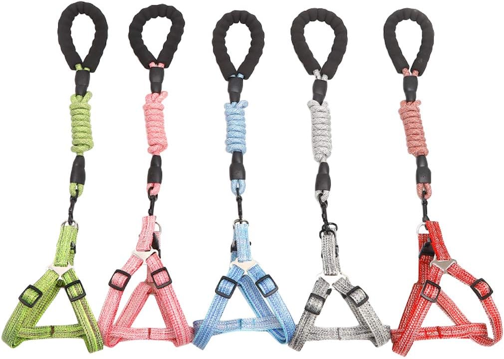 CHBORLESS No Pull Dog Harness Leash Set Adjustable Vest Durable Heavy Duty Training Dog Leash Puppy Basic Harness Leash for Small Dogs (Pink, M)