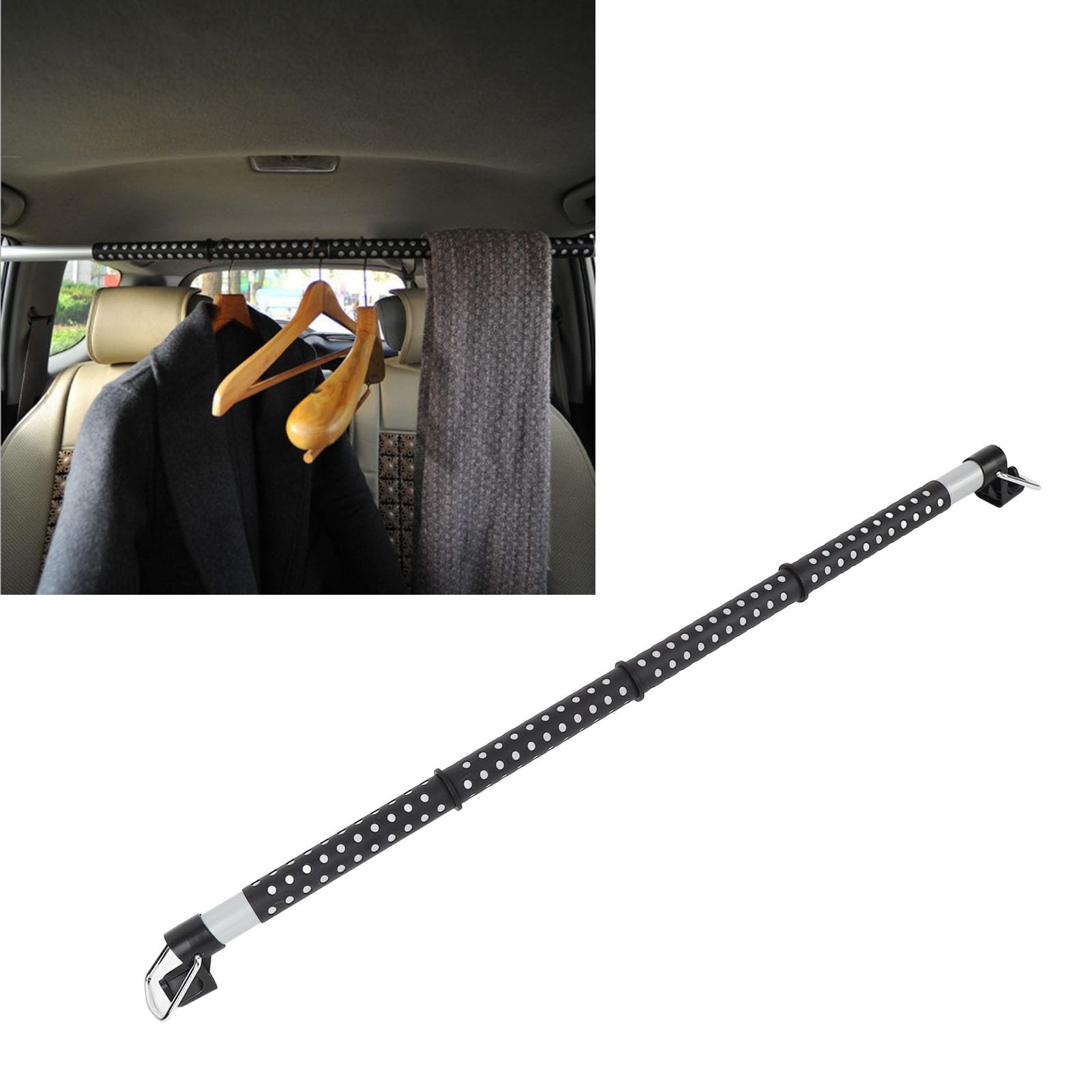 Barra para Colgar Ropa de Coche, Soporte Telescópico Ajustable Resistente para Barra de Ropa, Estante de Almacenamiento de Vehículos para Trajes, Vestidos, Camisas, Organización de Viajes,