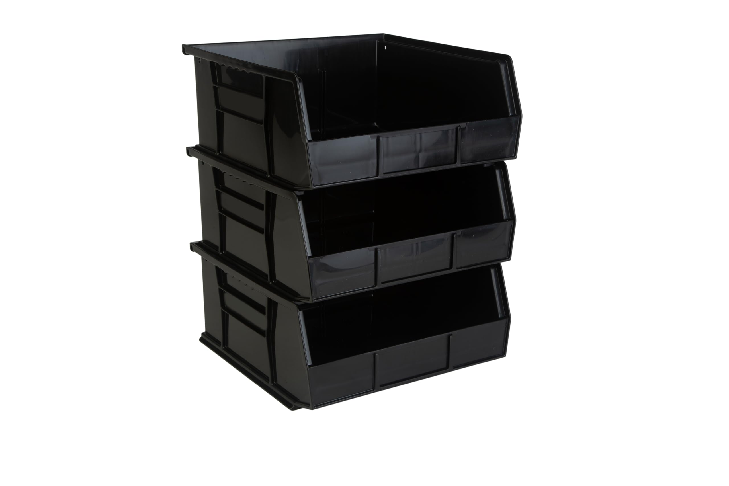 Hudson Exchange - Contenedor de almacenamiento apilable de plástico y contenedor colgante de 11 x 11 x 5 pulgadas (paquete de 3), color negro