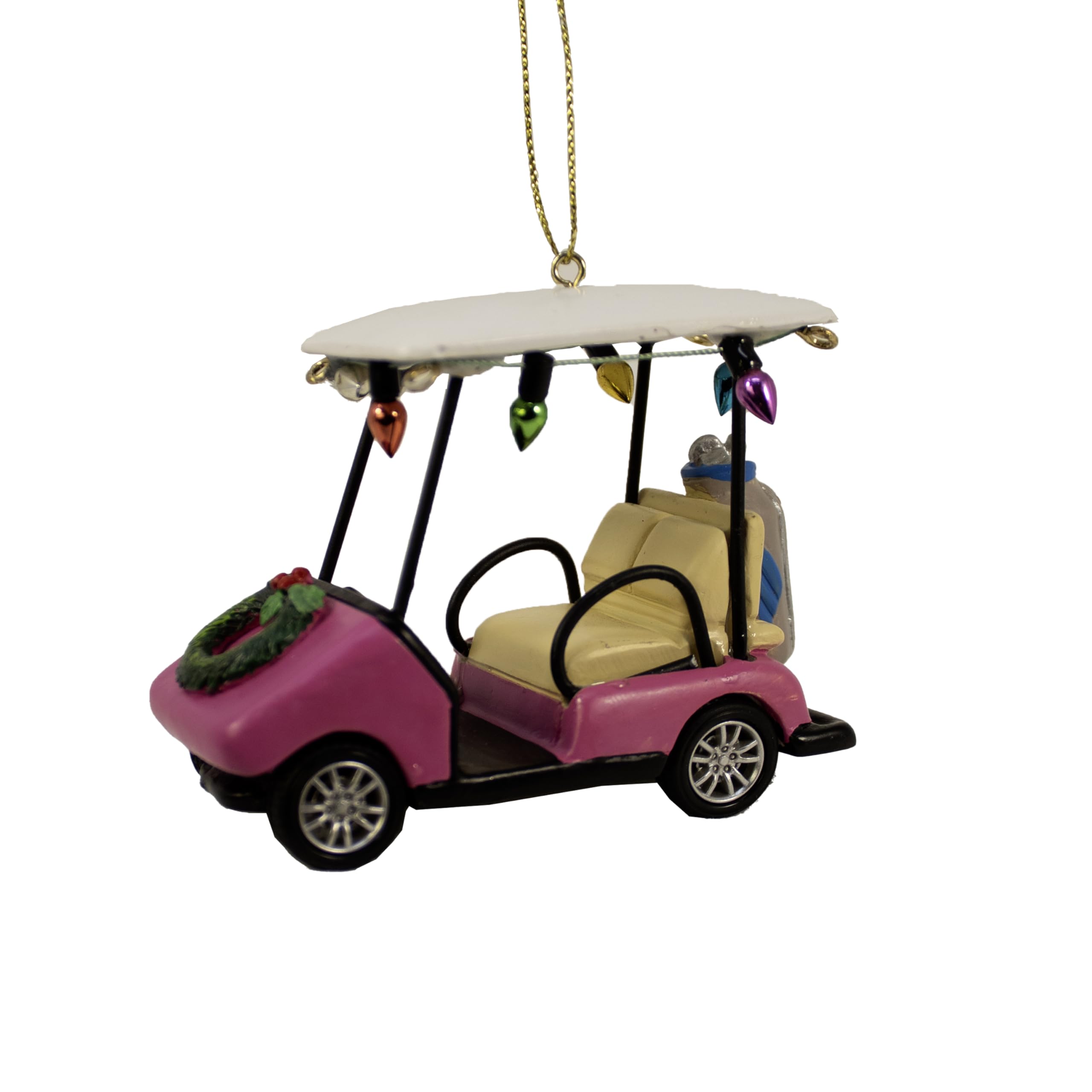 Décoration en résine rose pour voiturette de golf Kurt Adler, figurine de collection haut de gamme