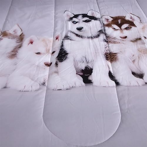 Miniatura 6 de Juego de edredón 3D con estampado de perros husky siberianos de 3 piezas ropa de cama de tamaño matrimonial para adolescentes y adultos colcha