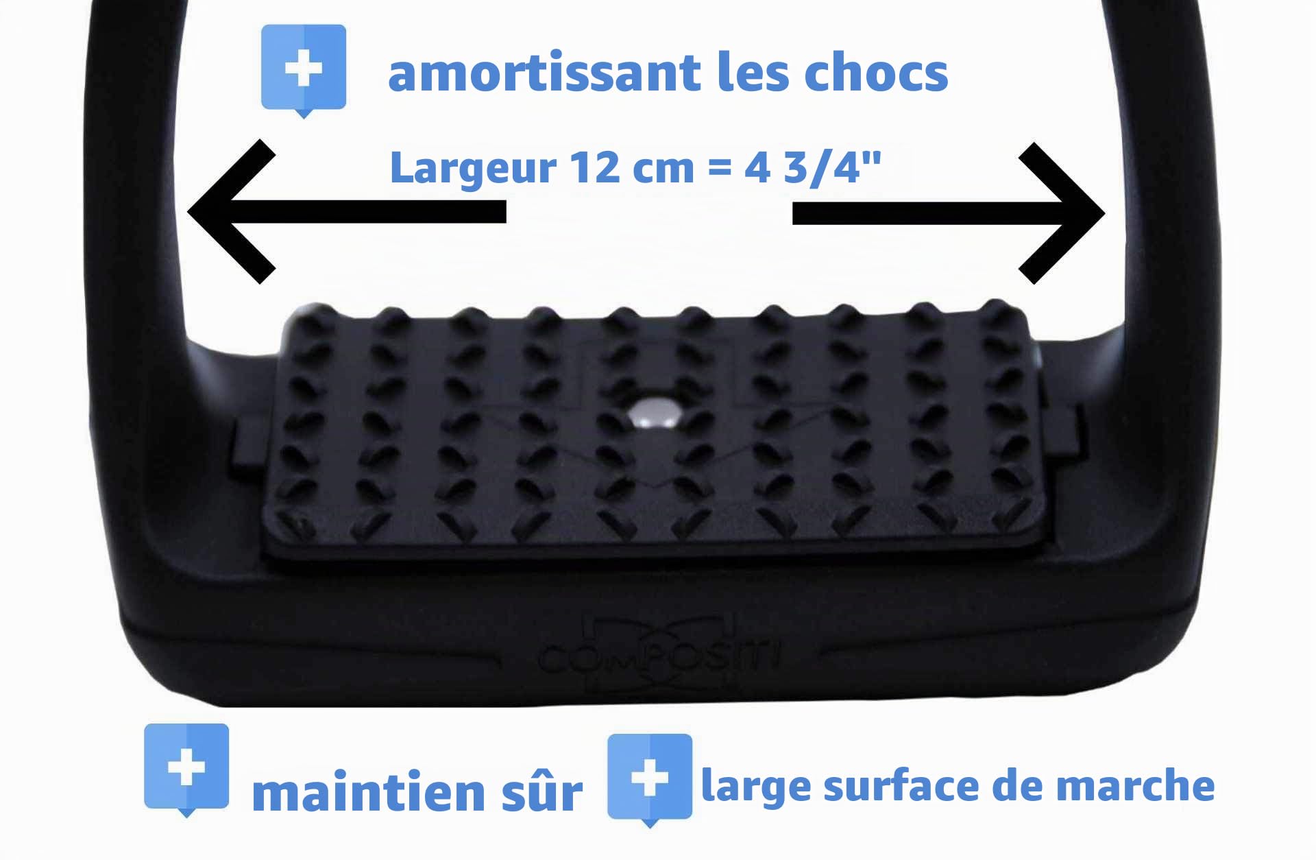 Étriers Compositi en plastique flexible large surface d'appui noir