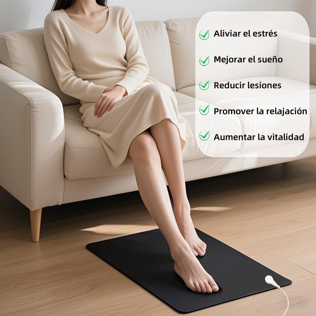 Alfombrilla de Conexión a Tierra, Esterilla de Tierra con Cable, Disfruta del Efecto de Conexión a Tierra en Interiores,Mejorar el Sueño y Aliviar el Estrés 15 x 23",Suela de Goma Antideslizante
