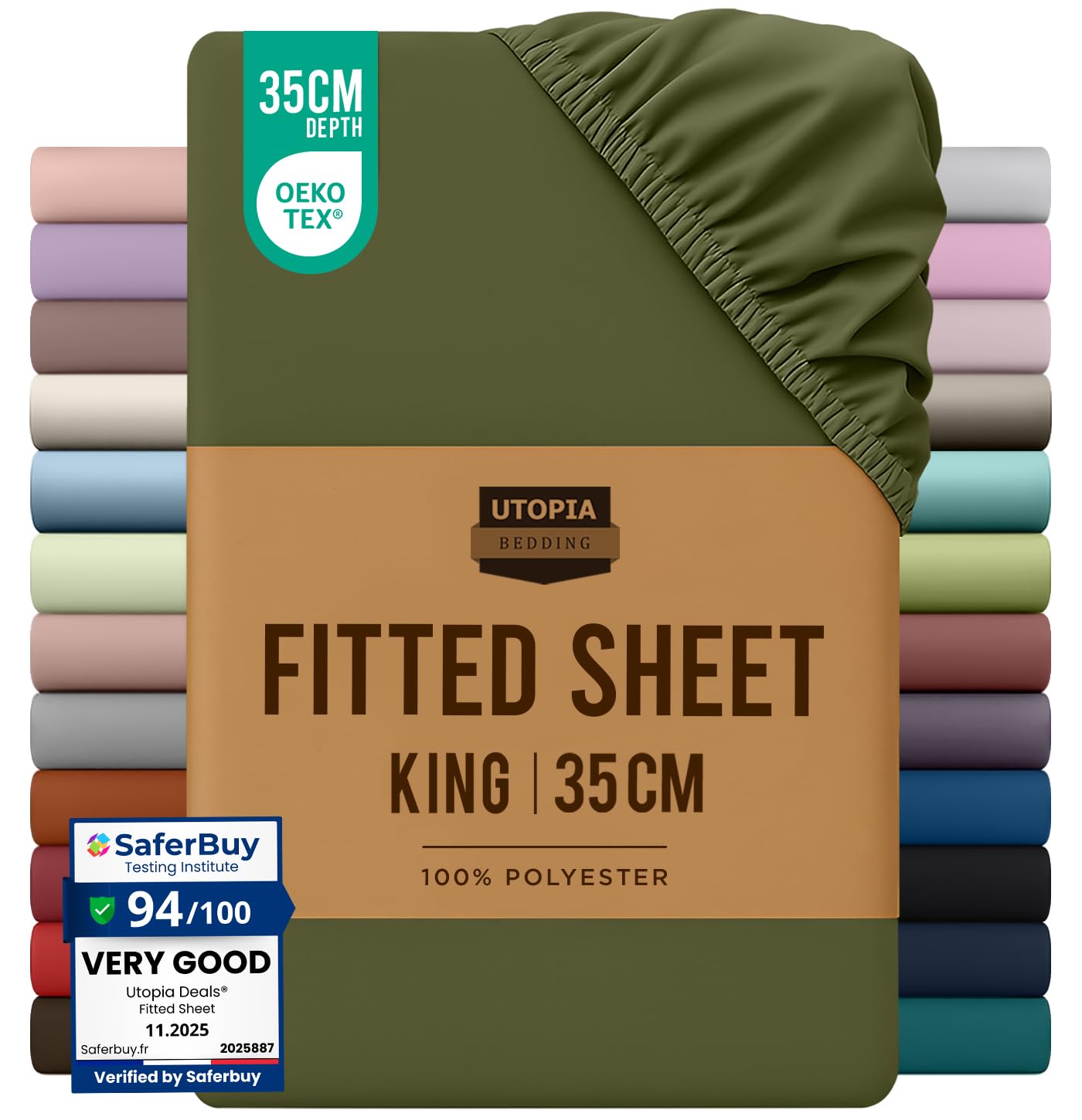 Utopia Bedding Fitted Sheet King, White - Deep Pocket 14 inch (35 cm) - Easy Care - OEKO-TEX Certified - Soft Brushed Microfibre Fabric - Shrinkage and Fade Resistant - Bottom Sheet — view 113
