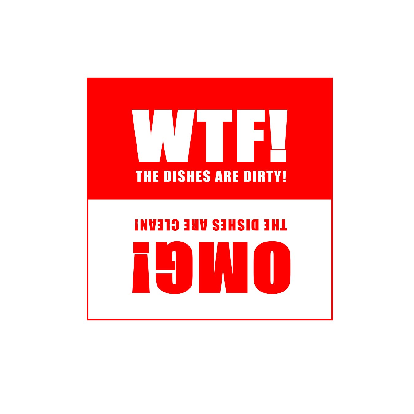 Dishwasher Magnet Clean Dirty Sign - 2.5 x 2.5 Inch Square Red Refrigerator Magnets - WTF & OMG! Funny Housewarming Gifts - Suitable for All Dishwashers!