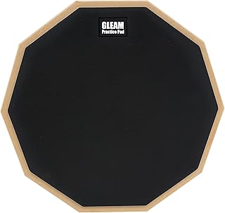 GLEAM Drum Practice Pad - 12 inch Rubber Surface High Density Compressed Wood Foam Backside (Double-sided) (12 inch rubber)