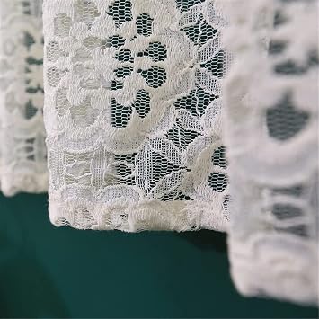 Curtain,Cafe Net Curtain Kitchen Sheer Voile Curtain Handmade Embroidery Hollow Lace Cafe Curtain Romantic Valance for Christmas Decoration/White/130Cm * 80Cm /51*31
