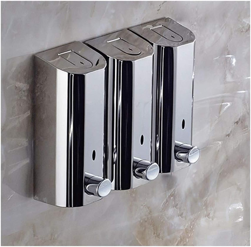 Shower Pump Commercial Soap Dispenser Stainless Steel Wall Mounted Shower Dispenser for Bathroom with Premium Grade Anti-Leak 8.4/16.9/25.3oz soap Shower Container (Color : 3 Chamber)