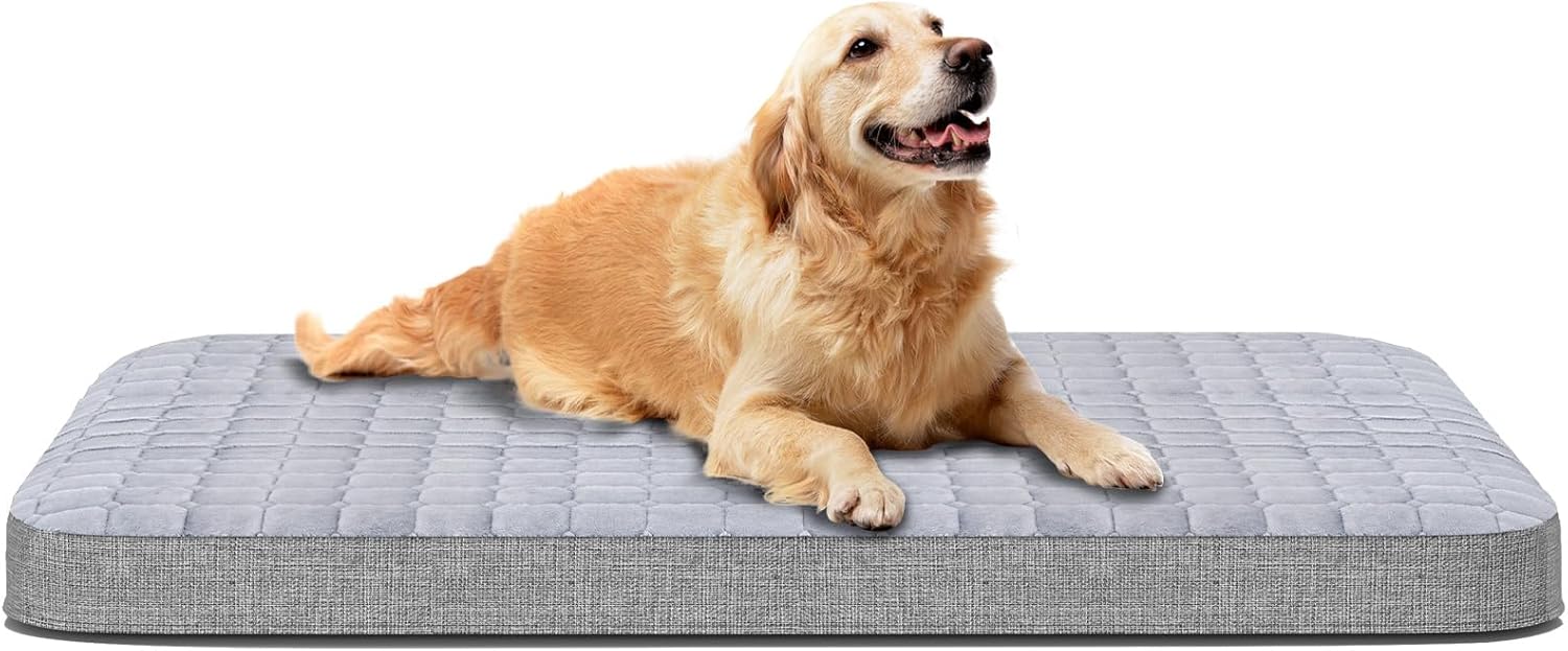 Heeyoo Large Dog Bed, Inflatable Dog Bed for Large Dogs with Removable & Washable Cover, Orthopedic Dog Crate Pad with Anti-Slip Bottom, Portable Foldable Pet Bed for Indoor & Outdoor, Travel, Camping