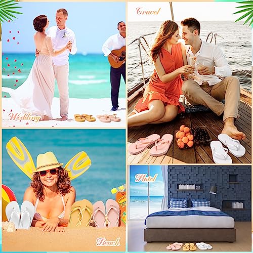 Image of Unittype Flip Flops Bulk for Wedding Guest Slippers Wedding Flip Flops with Cards Bags for Pool Beach Party