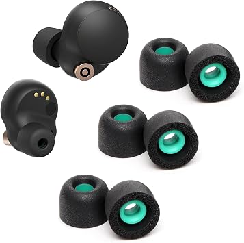 Memory Foam Eartips Ear Buds for Sony WF-1000XM6/XM5/XM4, Ear Tips Replacement Sony Ear Piece Foam Tips for WF-1000XM6/XM5/XM4 Fit Charging CaseMatt Surface, 3 Pairs, M