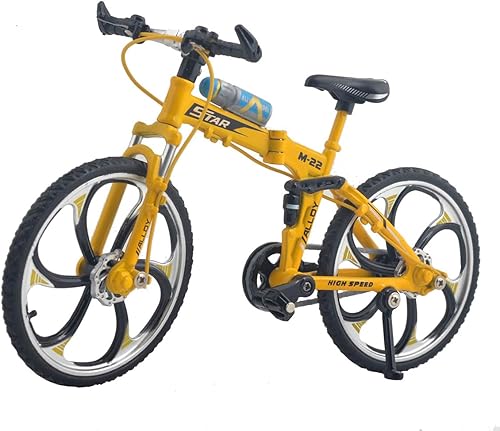 Ailejia Finger Racing Bicicleta de montaña Decoración para tartas Mini Dirt Bike Modelo Cool Boy Toy (amarillo)