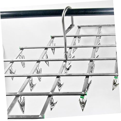 Miniatura 6 de HEALLILY Percha para suéter de acero inoxidable, colgador de secado de ropa, gancho giratorio con 35 clips para pañales, brasieres, toallas,