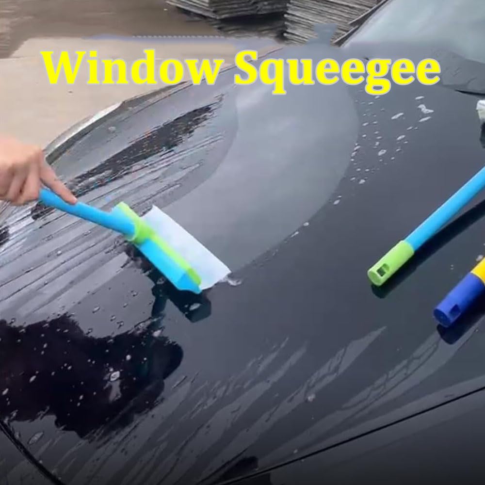 Aquaswipe Window Squeegee, Recyclable Silicone Window Squeegee Kit, Window Cleaning Squeegee Kit, 3-in-1 Window Cleaning Scraper, Cleaner for Shower Glass Mirror Door Car (Green)