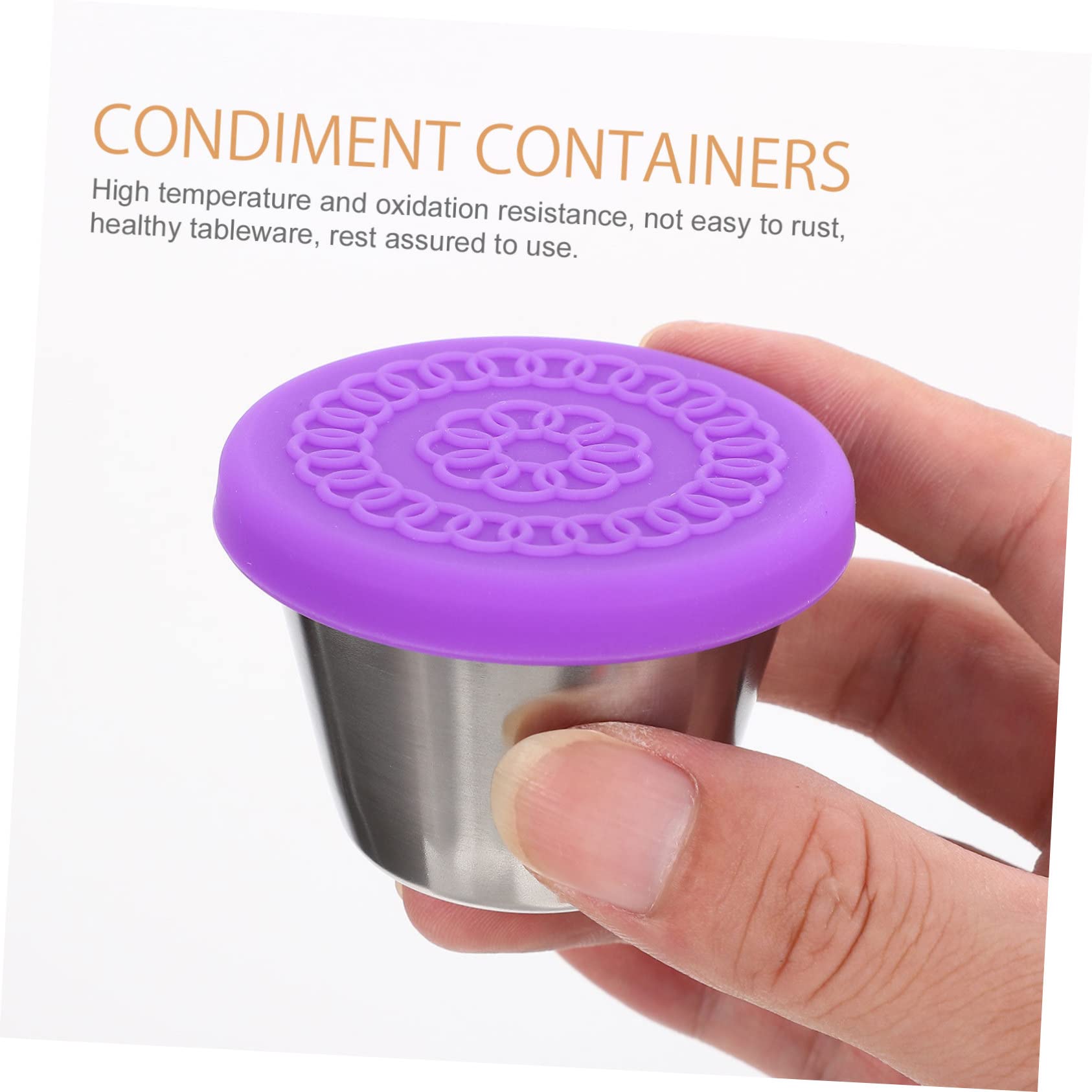 FUNOMOCYA 6pcs Stainless Steel Dipping Sauce Cups Reusable Mini Sauce Storage Cups