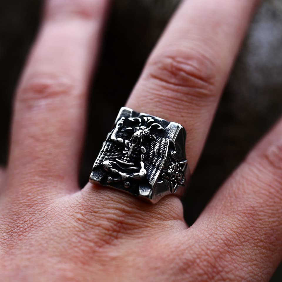 Image of Death Skull Ring for Men Stainless Steel Jewelry Biker Rings Scary Death Ring Skull for Gifts