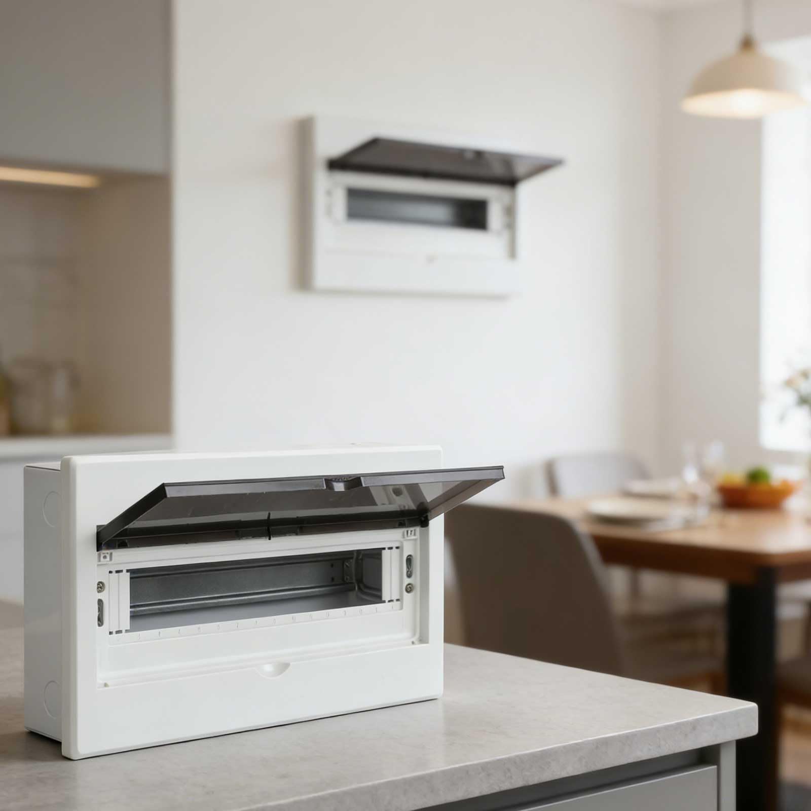 16 spazi interni centro di carico bianco montaggio a filo interruttore pannello con guida DIN per sistema di cablaggio elettrico domestico Protezione sicura materiale PC (16-circuit)