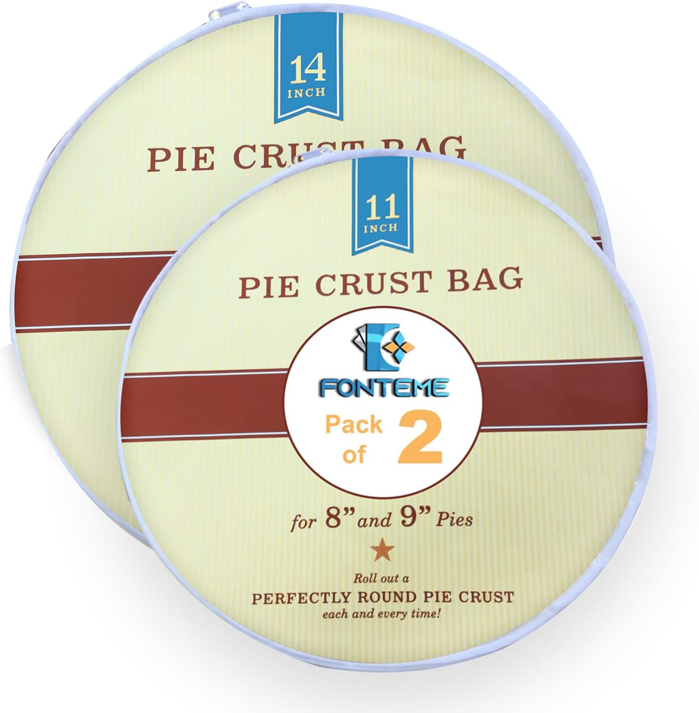 Fonteme Plastic Pie Crust Dough Rolling Bag Set of 2 (11
